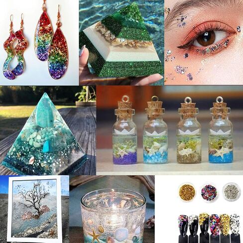 Crushed Glass Craft Glitter Fine for Resin Art, 24 Colors Small Broken Glass Resin Accessories Irregular Metallic Crystal Chips Chunky Sequins for Nail DIY Vase Filler Epoxy Jewelry Making Decoration in Kuwait