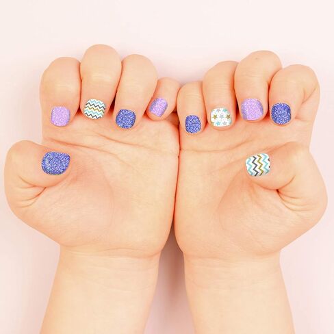 Premium Nail Wraps for Kids 3-6 Yo | 30 Non-Toxic Nail Polish Stickers That Let Nails Breathe | Patented Micro Holes for Safe, Healthy Nails | Long Lasting Nail Stickers for Girls (Glitter Purple) in Saudi Arabia