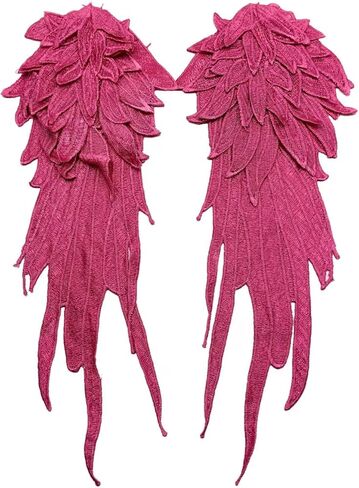 1Pair Rose Embroidery Angel Wing Applique Sewing Flower Collar Patch,Wing Shape Trim Patches for Dress Clothes Accessory in Kuwait