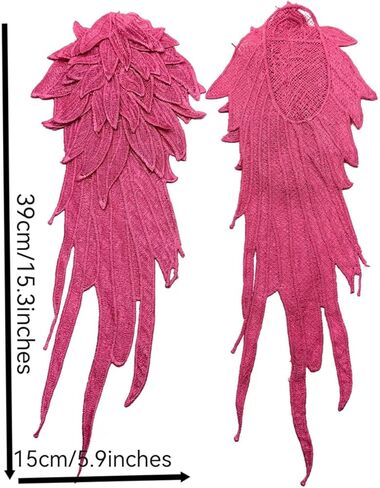 1Pair Rose Embroidery Angel Wing Applique Sewing Flower Collar Patch,Wing Shape Trim Patches for Dress Clothes Accessory in Kuwait