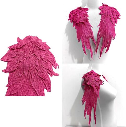 1Pair Rose Embroidery Angel Wing Applique Sewing Flower Collar Patch,Wing Shape Trim Patches for Dress Clothes Accessory in Kuwait