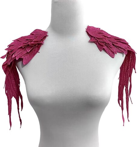 1Pair Rose Embroidery Angel Wing Applique Sewing Flower Collar Patch,Wing Shape Trim Patches for Dress Clothes Accessory in Kuwait