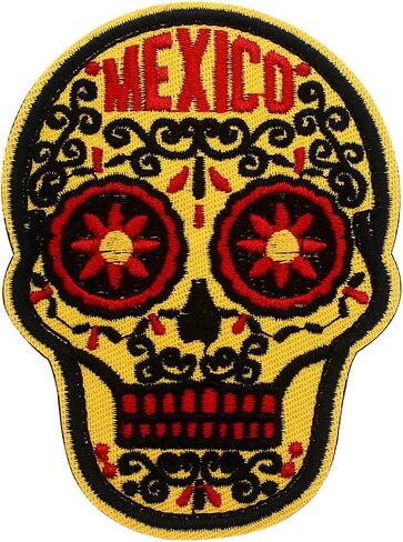 Mexico Skull Patch Patch Tactical Gear Stadges مضحك راكب الدراجة النارية Emblem Stapplick Loop Patches Patches Decoritive Patches Thebique لحقائب الظهر (Orange) in Kuwait