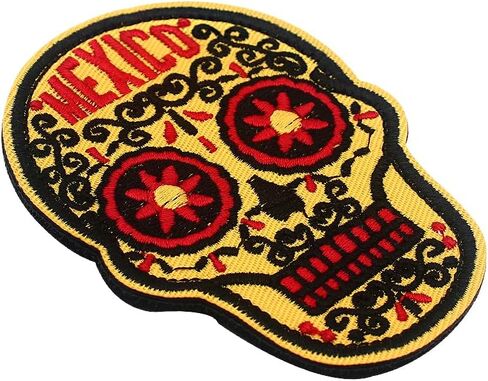 Mexico Skull Patch Patch Tactical Gear Stadges مضحك راكب الدراجة النارية Emblem Stapplick Loop Patches Patches Decoritive Patches Thebique لحقائب الظهر (Orange) in Kuwait