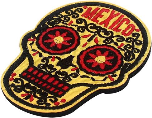 Mexico Skull Patch Patch Tactical Gear Stadges مضحك راكب الدراجة النارية Emblem Stapplick Loop Patches Patches Decoritive Patches Thebique لحقائب الظهر (Orange) in Kuwait