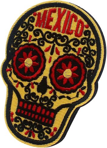 Mexico Skull Patch Patch Tactical Gear Stadges مضحك راكب الدراجة النارية Emblem Stapplick Loop Patches Patches Decoritive Patches Thebique لحقائب الظهر (Orange) in Kuwait