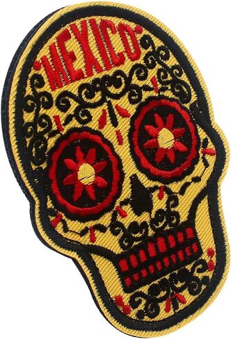 Mexico Skull Patch Patch Tactical Gear Stadges مضحك راكب الدراجة النارية Emblem Stapplick Loop Patches Patches Decoritive Patches Thebique لحقائب الظهر (Orange) in Kuwait