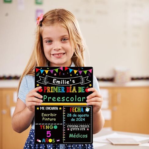 Petcee في اليوم الأول من مجلس إدارة المدرسة - 9 "× 12" مزدوج الجوانب القابلة لإعادة الاستخدام وقابل للمحو الأول والأخير من السبورة المدرسية العودة إلى اللوازم المدرسية في اليوم الأول من صورة المدرسة الدعامة للأطفال الابنة in Saudi Arabia
