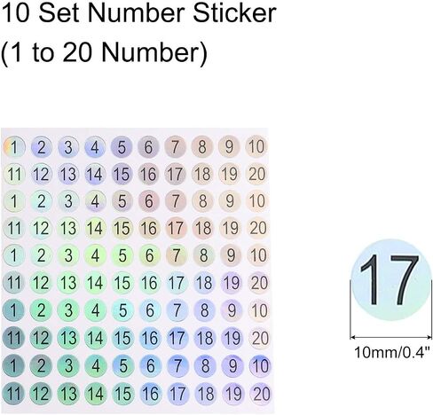 MECCANIXITY Laser Number Stickers, Number 1 to 20 Round Self Adhesive Reflective Sticker for Inventory, Storage Organizing, 10 Sheets(1000pcs) in Saudi Arabia