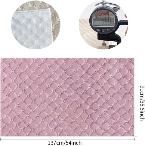 HYANG Soft Synthetic PU Fabric Material Faux Leather Sheets 1 Yards 54" x 36", 0.95mm Thick for Upholstery, DIY Crafts, Sofa Diamond Embossed Faux Leather Fabric (Beige) in Saudi Arabia