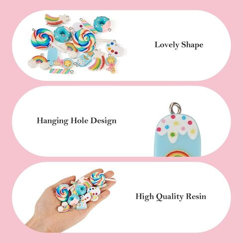 Craftdady Colorful Animal Food Fruit Pattern Resin Pendants Opaque Cute Cartoon Pendant Charms Dangle Charms Hang Ornaments for DIY Craft Necklace Bracelet Earring Keychain Jewelry Making Decor in Kuwait