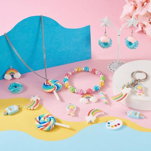 Craftdady Colorful Animal Food Fruit Pattern Resin Pendants Opaque Cute Cartoon Pendant Charms Dangle Charms Hang Ornaments for DIY Craft Necklace Bracelet Earring Keychain Jewelry Making Decor in Kuwait