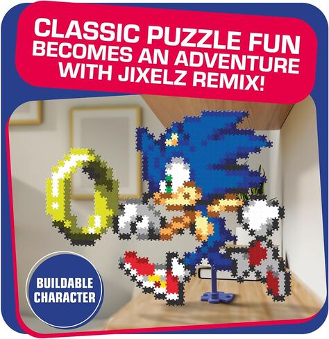 Jixelz Remix Sonic the Hedgehog Craft Kit - Sonic and Ring - No Heat أو Glue مطلوب - ألعاب بناء الجذعية - فن البكسل لغرفة النوم أو ديكور غرفة النوم الكلية - 700+ قطعة - تتراوح أعمارهم بين 8 سنوات وما فوق in Kuwait