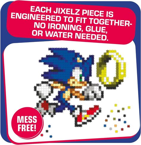 Jixelz Remix Sonic the Hedgehog Craft Kit - Sonic and Ring - No Heat أو Glue مطلوب - ألعاب بناء الجذعية - فن البكسل لغرفة النوم أو ديكور غرفة النوم الكلية - 700+ قطعة - تتراوح أعمارهم بين 8 سنوات وما فوق in Kuwait