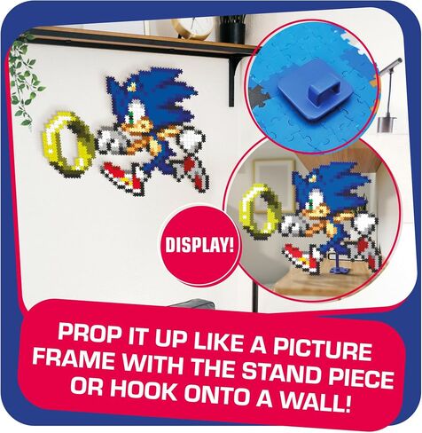 Jixelz Remix Sonic the Hedgehog Craft Kit - Sonic and Ring - No Heat أو Glue مطلوب - ألعاب بناء الجذعية - فن البكسل لغرفة النوم أو ديكور غرفة النوم الكلية - 700+ قطعة - تتراوح أعمارهم بين 8 سنوات وما فوق in Kuwait