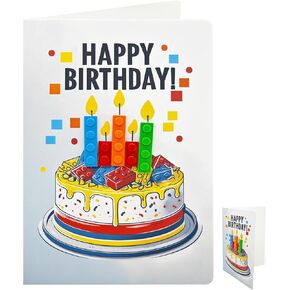 Building Block Birthday Cards 3D Birthday Cards Blank Birthday Card Brick Candle Friends Theme Funny Best Friend Birthday Cards for Kids Boy Adult