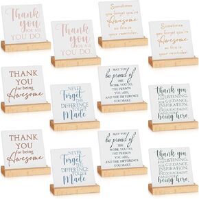 Sieral 12 Packs Inspirational Decor Desk Decoration Thank You Gifts for Coworkers Motivational Desk Sign Office Gifts Employee Appreciation Gifts for Women Secretary Gifts Nurse Teacher Volunteer