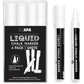 Ilyapa Liquid Chalk Markers Erasable 4-Pack Chalk Pens for Blackboard, Whiteboards, Chalkboard Signs Windows or Glass