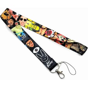 Pinstant King of Latin Trap Bunny Singer Puerto Rican Rapper Third Eye Music Musical Artist 17.7" Neck Lanyard Keychain Holder ID Badge Mobile Phone Pin Strap