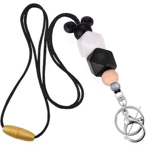 Aslana Badge Lanyards for Women Fashion Silicone Beaded Lanyard Safety Breakaway Lanyard Necklace for Keys ID Badge Holder