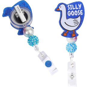 Badge Holder Retractable Clip Cute Don’t Fall for Me Badge Reel Holder with Clip Badge Clip ID Card Holders Office Student Hospital Women(Sock (Blue Silly Goose)