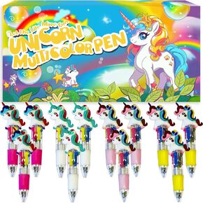 Mini Unicorn Pens, 12PCS Multicolor Unicorn Ballpoint Pen Retractable Gel Ink Pens, Unicorn Pen Shuttle Pen for Kid Office School Valentine Party Favor Stocking Stuffers for Kids