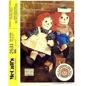 McCall's 2531 Vintage Sewing Pattern for Raggedy Ann and Andy Stuffed Dolls with Clothes
