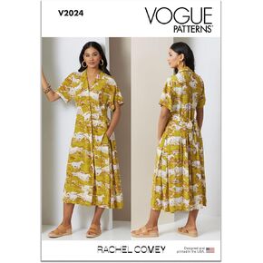 Vogue Misses 'Forting Midi Dress Pattern Packet by Rachel Comey ، Design Code V2024 ، 16-18-20-22-24 ، Multicolor