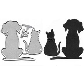 Dog Cats Die Cut for Card Making, Animal Metal Cutting Dies Congratulations Die Cuts Embossing Stencils Template for DIY Scrap-Booking Decor Wedding Birthday Blessing Card