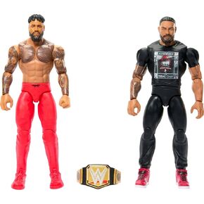 Mattel WWE Main Event Championship Showdown 2-Pack Action Figures & Accessory ، Series Roman Reigns vs Jey Uso Collectible Set