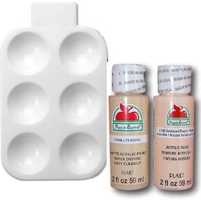 Matte Acrylic Paint Set with Mini Palette 6 Well - Lite Mocha and Sunkissed Peach