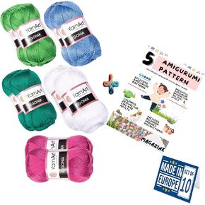 10 Skein Yarn Art Begonia, 100% Mercerized Cotton, for Crocheting and Knitting, Amigurumi, Soft, Fine-Sport 2, 10.76 oz (500g) / 1840 Yrds (1690 m) 10 Most Used Color Version 6