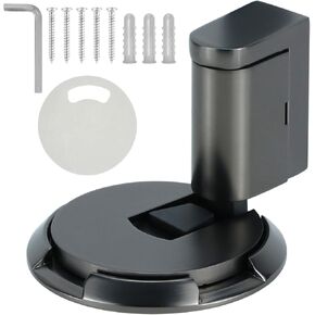 QWORK Heavy Duty Windproof Door Stopper | No Drill Mechanical Floor Stop Keep, Matt Black Finish, 1 Pack