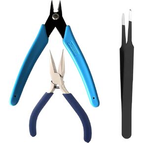 3D Metal Puzzle Tool,3 Pcs/Set Metal Model Tool Kit,1 Clipper and 1 Needle Nose Pliers for Metal Puzzles Assembling Cutting,1 Metal Tweezers,Professional for 3D Metal Jigsaw Puzzles Assembly