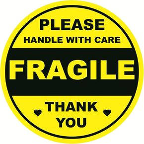 Fragile Shipping Sticker,2inch 300pcs Yellow Please Handle with Care Fragile Thank You Warning Shipping Stickers