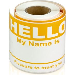 100 Labels - 2-5/16 x 4 inch, Hello My Name is Name Tags, Color Coded Name Badges [ Turquiose ] Peel-and-Stick Permanent Adhesive Labels