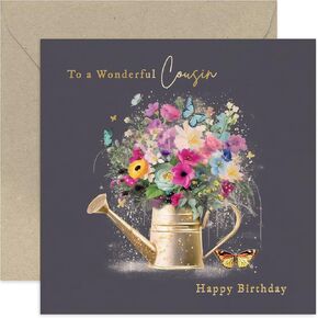 Old English Co. Female Happy Birthday Card for Daughter-in-Law - Special Watering Can Birthday Card - Gold Foil Butterflies and Colourful Flowers - Birthday Gift for Her - Women Cards, (GC3688) in Kuwait