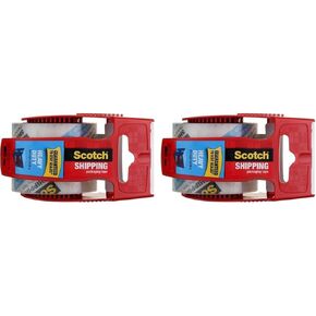 Scotch Heavy Duty xdwjhV Shipping Packaging Tape, 1.88 x 800 Inches (142), Clear Tape, Red Dispenser (Pack of 2)