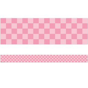 Teacher Created Resources Cool for School Pink Checkers Straight Border Trim (TCR9332)