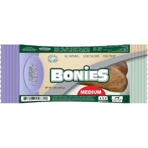 BONIES Natural Calming Formula Medium-Sized Single Bone for Dogs 25-50 LBS - Natural Dog Treats - Healthy Teeth & Fresh Breath - Low Calories - Chicken Flavor - 1 Bone