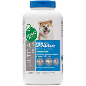 GNC Pets Ultra Mega Oil Plus Plus Hip & Coint Support Complement for Dogs ، 16 Oonces - Beef Flavor | صياغة للحفاظ على معطف ناعم لامعة | مكملات الحيوانات الأليفة الصحية والطبيعية آمنة لجميع الكلاب