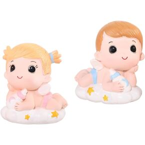Luxshiny 2pcs كعكة الطفل توببر ، الأولاد والفتيات ، دمى التمييز ، حفلة عيد ميلاد ديكور دمية ديكور زفاف لعيد الميلاد ديكور زخرفة الديكور