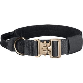 EXCELLENT ELITE SPANKER Tactical Dog Collar Military Adjustable Dog Collar Heavy Duty Dog Collar with Metal Buckle and Control Handle(Black)