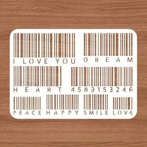Love Barcode Word Pattern Wall Stencils Template Reusable Spray PaintStencils for Craft Painting On Wood Craft Canvas Walls Wood Furniture Decorations DIY Scrapbooking