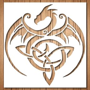 Celtic Dragon Stencil | Reusable Dragon Street Art Graffiti Chinese Horror Halloween Stencils for Painting on Wood, Glass, Wall, Rock, Fabric, Walls, Canvas | Dragon Stencil (6""x 6""), White