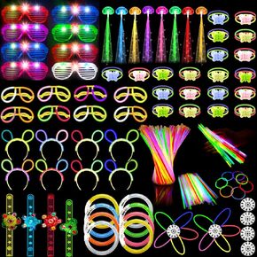 240pcs توهج في إمدادات الحفلات المظلمة ، حزمة الحفلات الحزبية السائبة ، 10pcs ، عصي توهج ، 10pcs نظارات LED ، حلقات تضيء 10 ٪ ، 10pcs LED إضاءة تململ الأساور الدوار ،