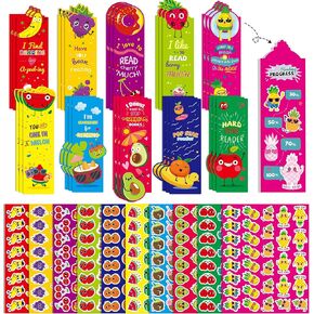 HORIECHALY Scented Bookmarks Kids, 60Pcs Scratch and Sniff Bookmarks Rewards, Scented Smelly Cute Fruit Theme Sayings Assorted Educational Gifts for Students Teachers Classroom,10 Styles