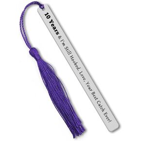 10 Years Anniversary Bookmark 10th Anniversary Tin Gifts Wedding Anniversary Husband Gifts from Wife Gifts for 10th Anniversary Couples Fisherman Gifts for Husband Boyfriend 10 Years of Marriage Gifts