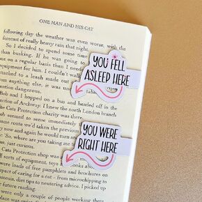 2 Pcs Water-Resistant Magnetic Bookmarks for Book Lovers, Bookworm, Page Markers for Students Teachers Reading (You Fell Asleep Here & You were Right Here)