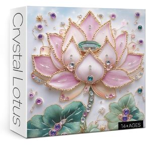 3D Pretty Crystal Lotus Flower Puzzles for Adults 1000 Pieces, Beautiful Plant Art Diamond Floral Puzzle, Challenging Wildflower Pages Aesthetic Pink Embroidery Jigsaw Puzzles